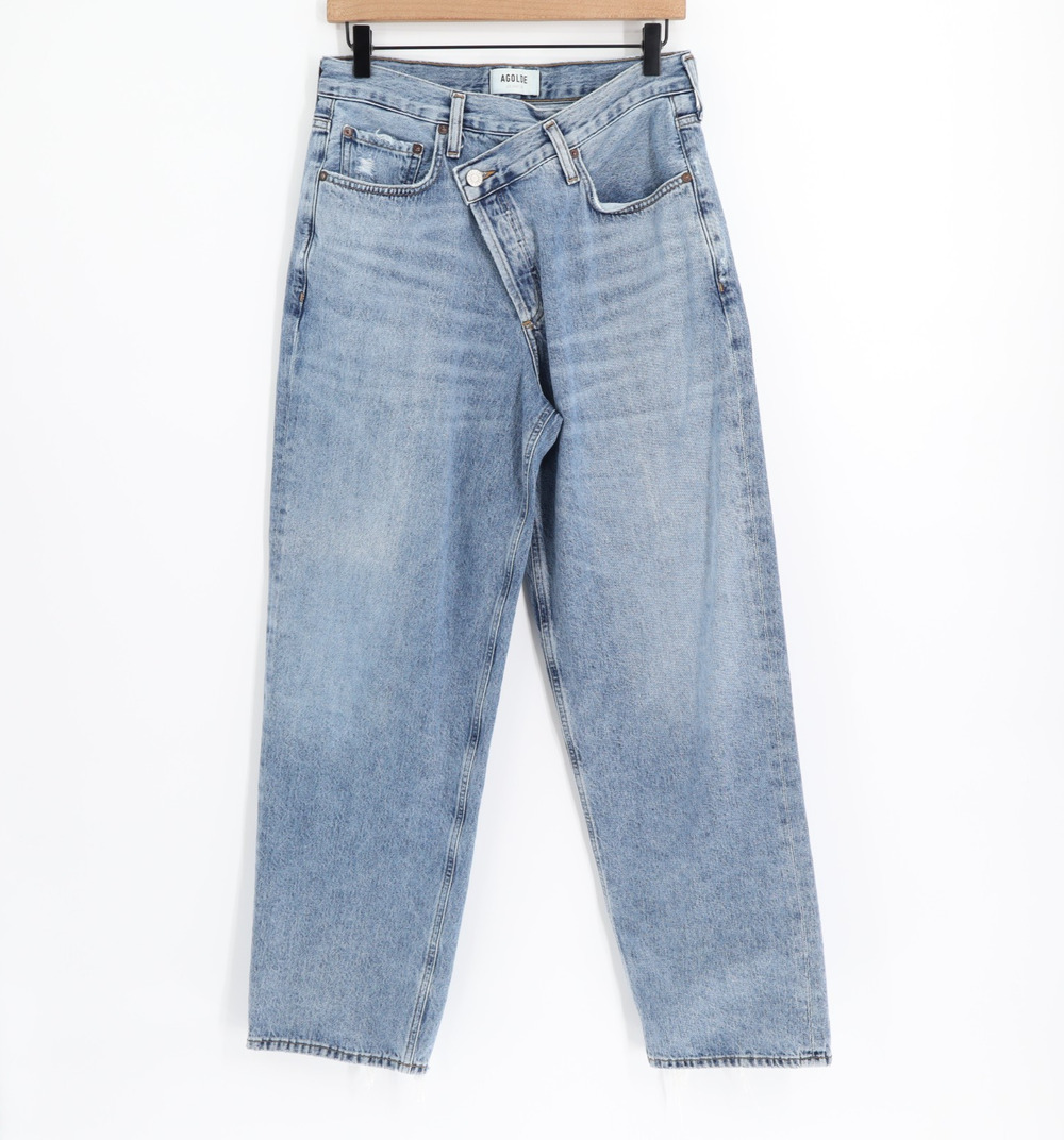Agolde Sz 28x30 Criss Cross Upsized Jeans Button Fly Straight Leg Blue